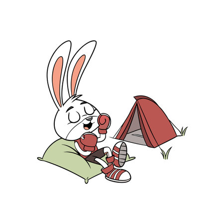 Creative Bunny Camping in Natureのイラスト素材