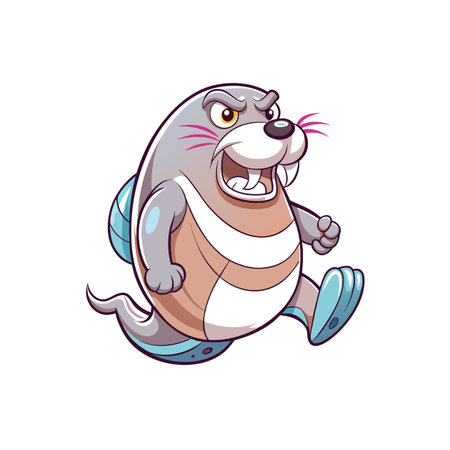 Delightful Walrus Singing with Friendsのイラスト素材