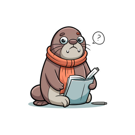 Walrus's Comical Journal Writingのイラスト素材