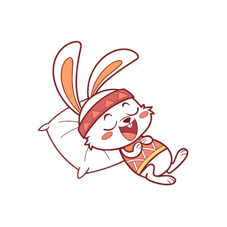 Creative Rabbit Collecting Nature's Giftsのイラスト素材