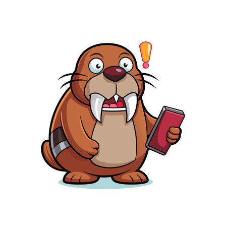 Delightful Walrus Enjoying Scrapbookingのイラスト素材