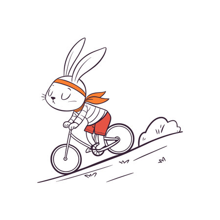 Rabbit Enjoying a Cycling Journeyのイラスト素材