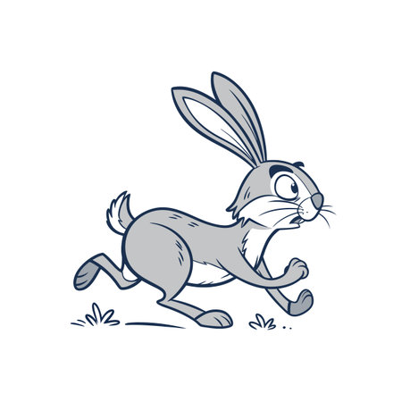 Alert Rabbit Sprinting Through the Fieldのイラスト素材