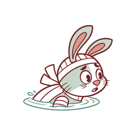 Creative Dizzy Rabbit in Swimming Adventureのイラスト素材