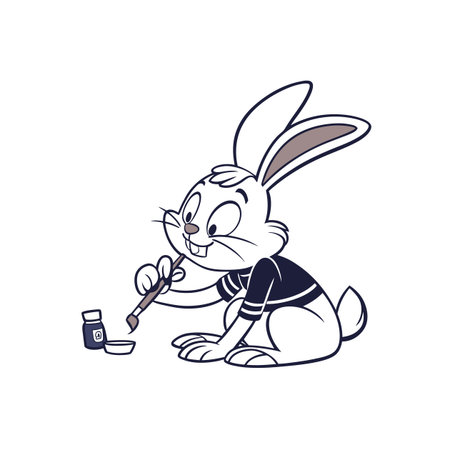 Delightful Rabbit Enjoying Nail Paintingのイラスト素材