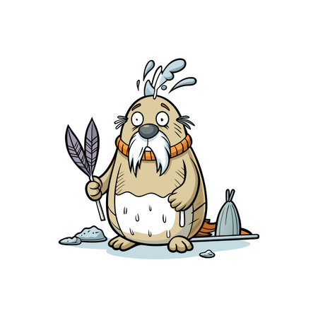 Whimsical Walrus Cooking While Drowsyのイラスト素材