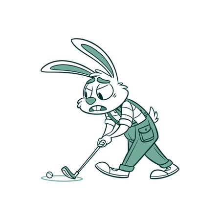 Bunny Enjoying a Fun Day of Golfのイラスト素材