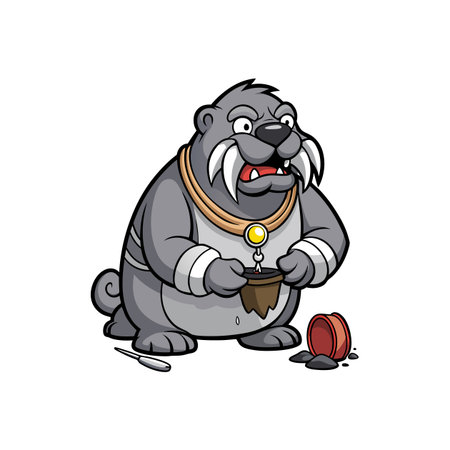 Walrus Baking with a Comedic Twistのイラスト素材