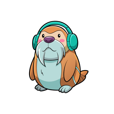 Whimsical Walrus in Sedentary Graffiti Sceneのイラスト素材