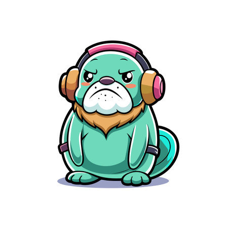 Lively Walrus Creating Graffiti While Sedentaryのイラスト素材