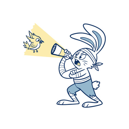 Eager Rabbit Observing Birds in Natureのイラスト素材