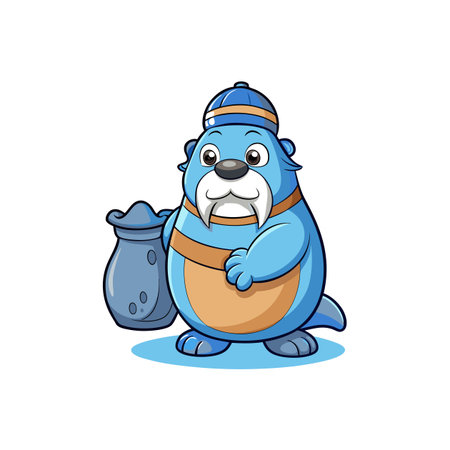 Walrus Enjoying a Pottery Sessionのイラスト素材