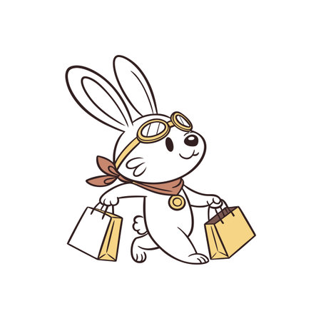 Worn Bunny Shopping with Energyのイラスト素材