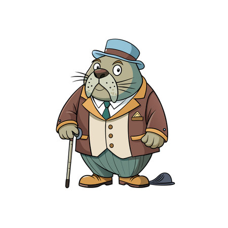 Lively Walrus Golfing with Drunken Charmのイラスト素材