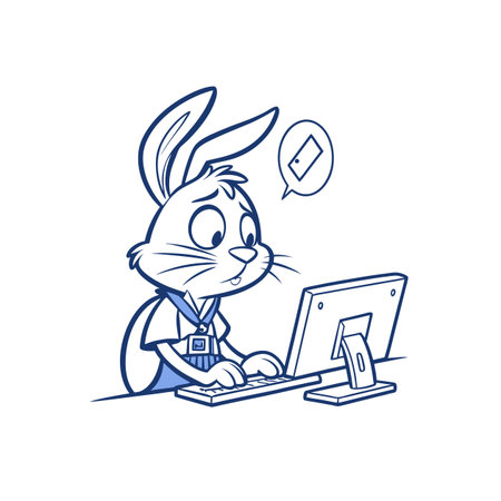 Rabbit Enjoying a Coding Journeyのイラスト素材