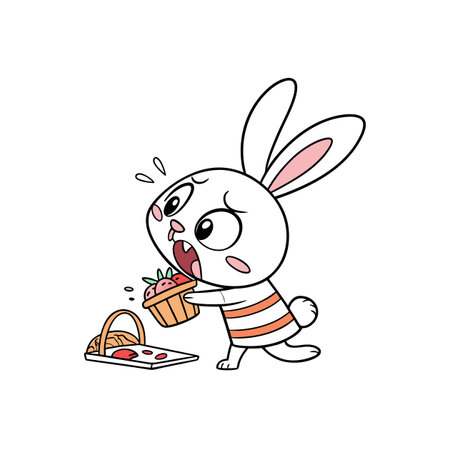 Lively Bunny Making Food while Feeling Worn Outのイラスト素材