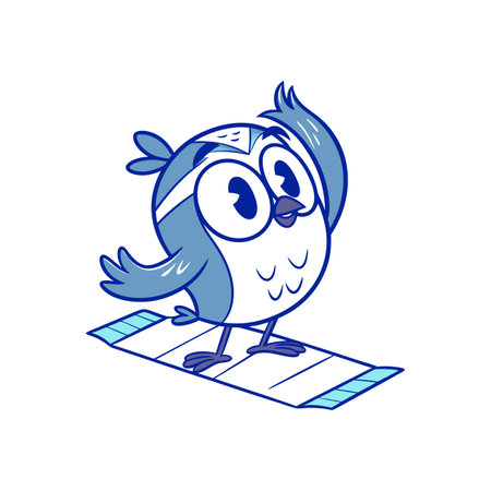 Lively Shy Owl Practicing Yoga with Steady Focusのイラスト素材