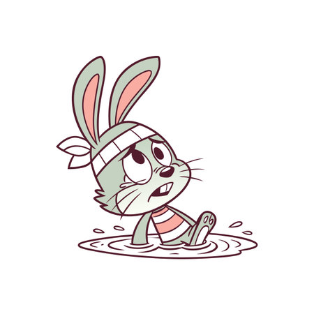 Whimsical Rabbit Swimming While Feeling Dizzyのイラスト素材