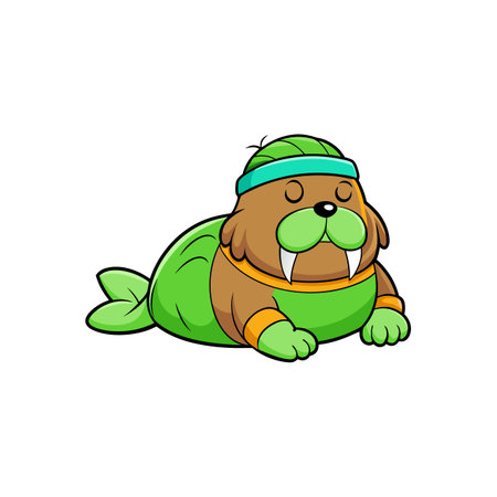 Whimsical Walrus Mountain Biking While Malnourishedのイラスト素材