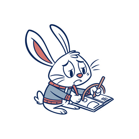 Thoughtful Rabbit Journaling Creative Ideasのイラスト素材