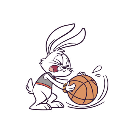 Energized Rabbit Playing Basketball with Friendsのイラスト素材