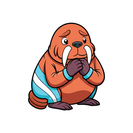 Digital Art of a Grieving Walrusのイラスト素材