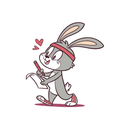 Energetic Bunny Practicing Calligraphy Artのイラスト素材