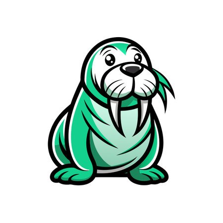 Freezing Walrus Gardening in Winterのイラスト素材