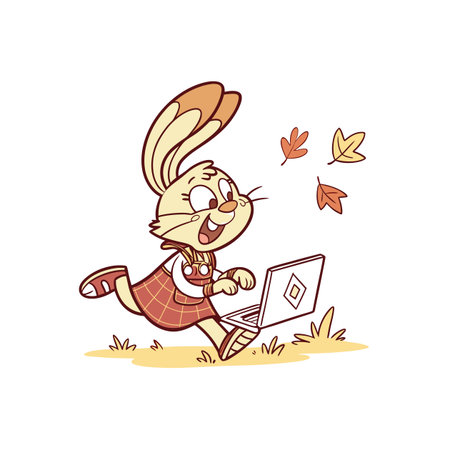 Whimsical Rabbit Coding in a Warm Jumpのイラスト素材
