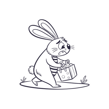 Overweight Rabbit Shopping for Fresh Produceのイラスト素材