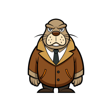 Walrus Calligraphy Illustration with Burning Styleのイラスト素材