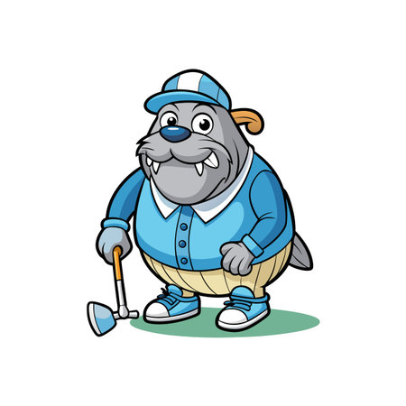 Light Walrus Golfing with Creative Flairのイラスト素材
