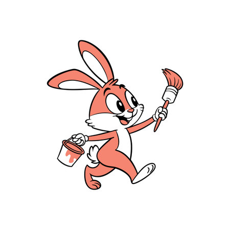 Energetic Bunny Jumping and Paintingのイラスト素材