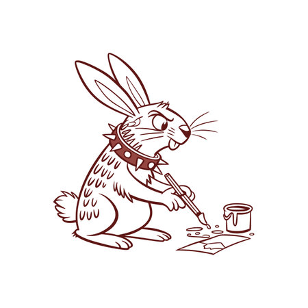 Delightful Rabbit Creating Colorful Artworkのイラスト素材