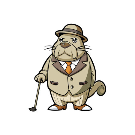 Whimsical Walrus Golfing While Drunkのイラスト素材