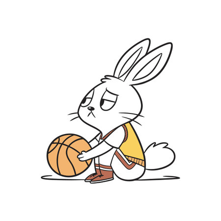 Exhausted Rabbit Playing Basketball with Friendsのイラスト素材