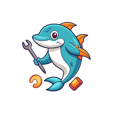 Whimsical Dolphin in Peaceful Researchのイラスト素材