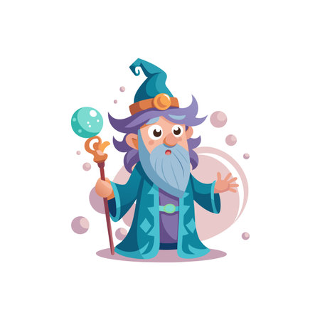 Magical Wizard Blowing Bubbles in Dreamのイラスト素材