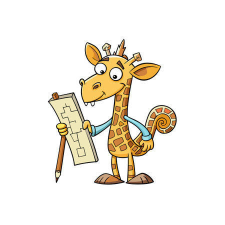 Playful Giraffe with Blueprint Illustration Designのイラスト素材