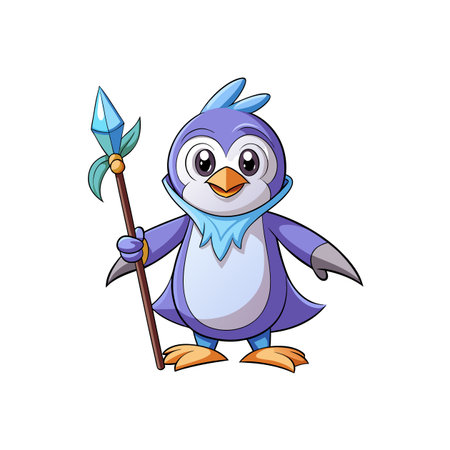 Fun Penguin Balancing Stick in Dance Illustrationのイラスト素材