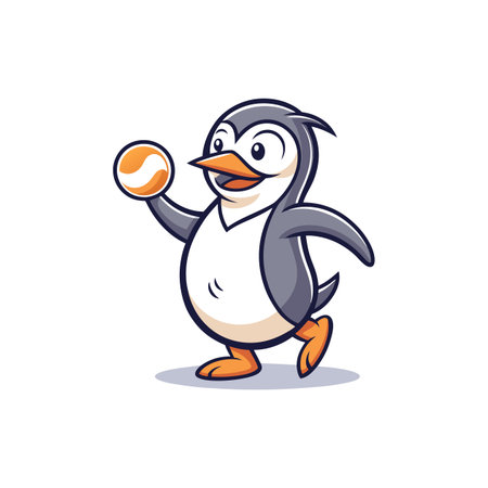 Whimsical Penguin Catching Ball in Danceのイラスト素材