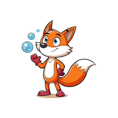 Fearless Fox Blowing Bubbles Illustration Designのイラスト素材