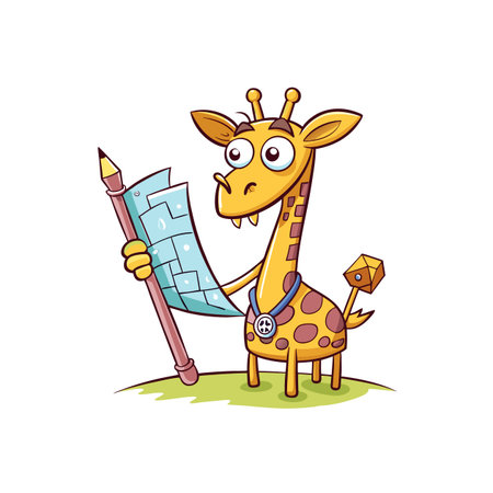 Clumsy Giraffe in Blueprint Scene Illustrationのイラスト素材