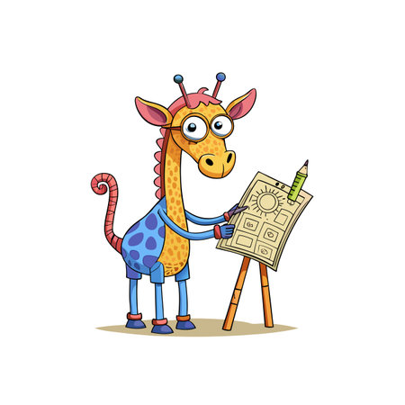 Unique Blueprint Scene with Clumsy Giraffeのイラスト素材