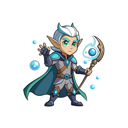Magical Bubbles Blown by Elf Archer Illustrationのイラスト素材