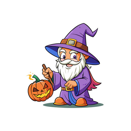 Wizard Carving Pumpkin in Dream Illustrationのイラスト素材