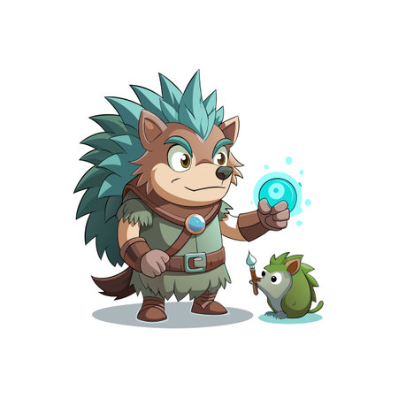 Hedgehog Engaging with Charactersのイラスト素材