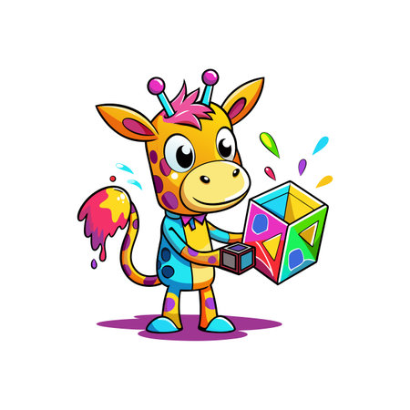 Giraffe's Mirthful Canvas Drawingのイラスト素材