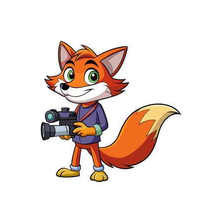 Fearless Fox Filming a Fun Videoのイラスト素材