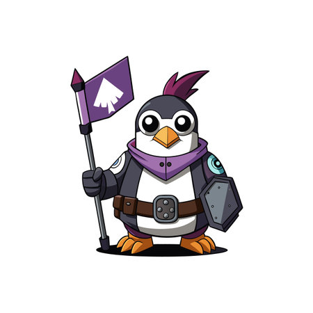Dancing Penguin Holding a Flagのイラスト素材